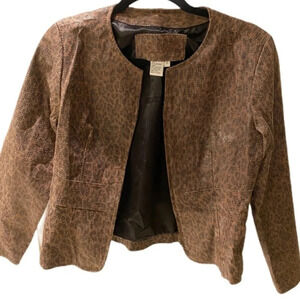 Live A Little 100% Leather Jacket Leopard pattern zippered